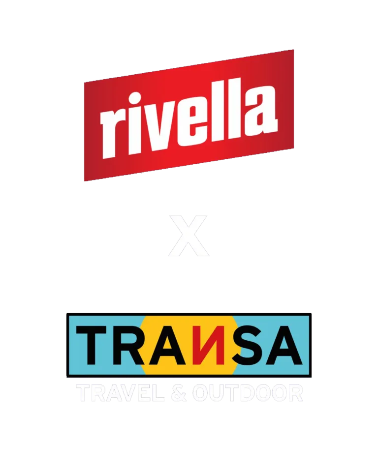 Rivella und Transa Logos kombiniert auf schwarzem Hintergrund.